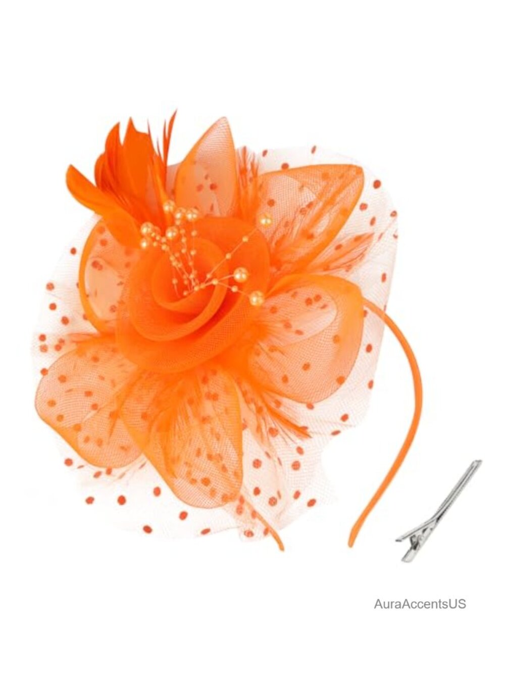 Fascinator Hat Women Tea Party Derby Feather Mesh Floral Headband Clip